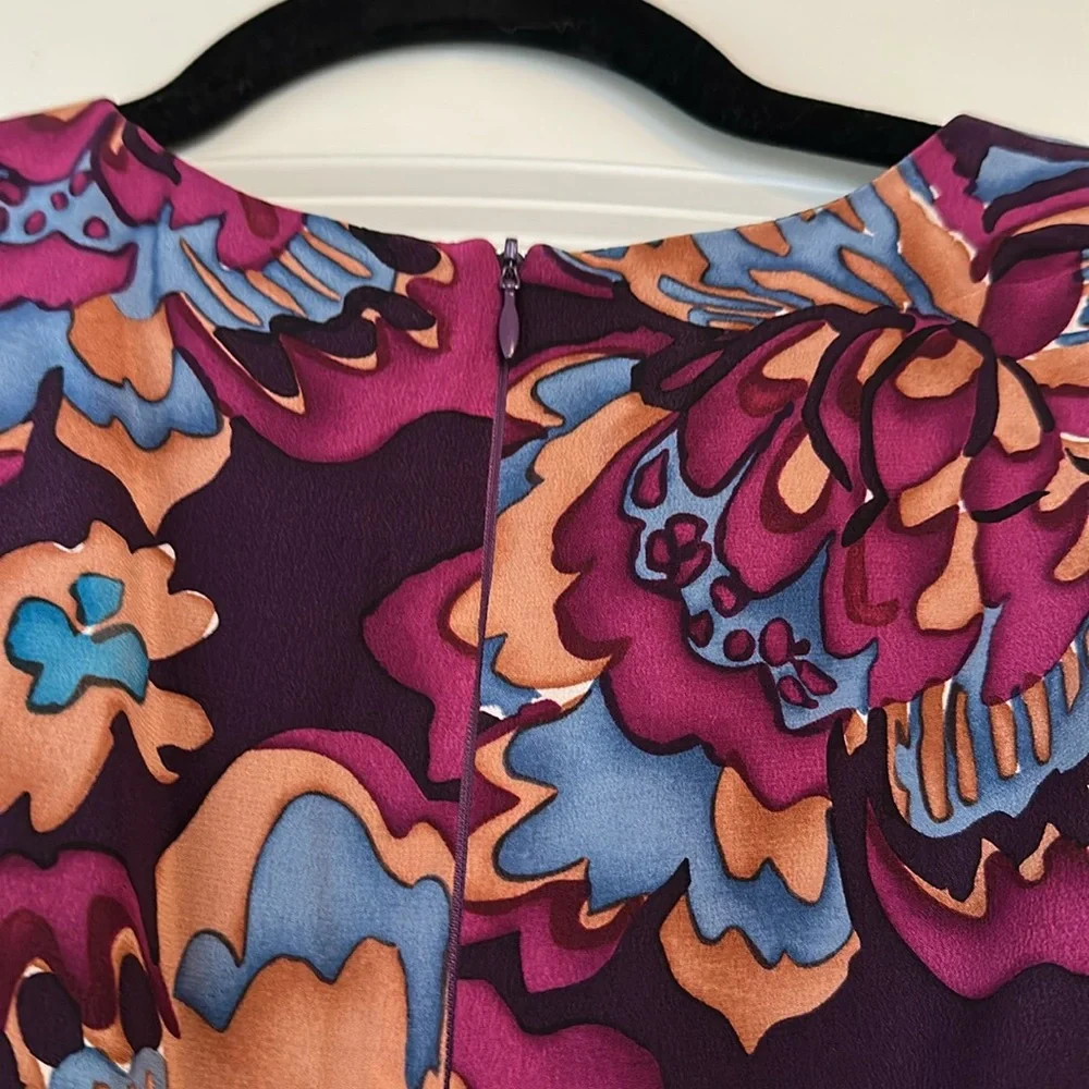 Nanette Lepore Purple Paisley Cape Sleeve Dress - Size 2